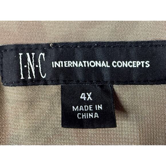 INC Peplum Faux Wrap Top Women's Size 4X Chiffon Floral Snake Mixed Print Sheer - Picture 4 of 11